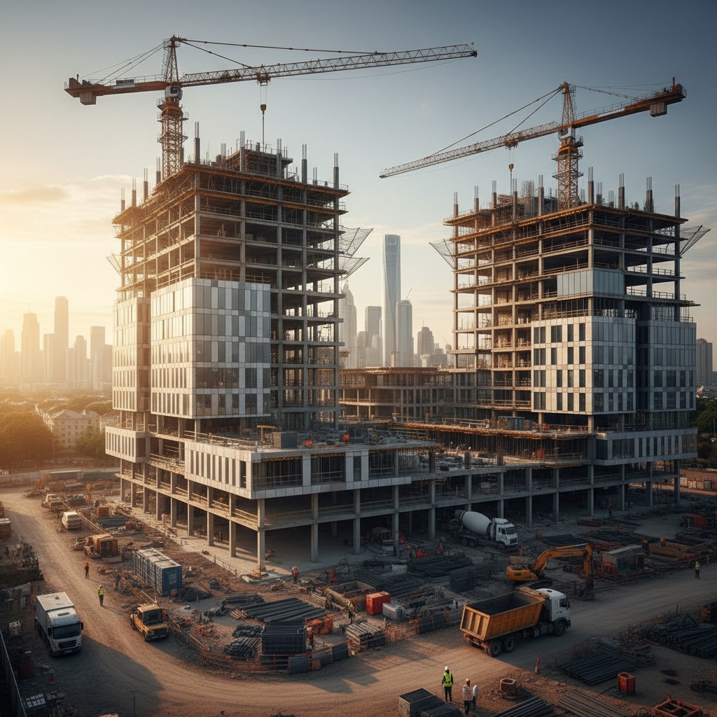 Hochbau und Rohbau der MD Baugruppe auf einer Baustelle
